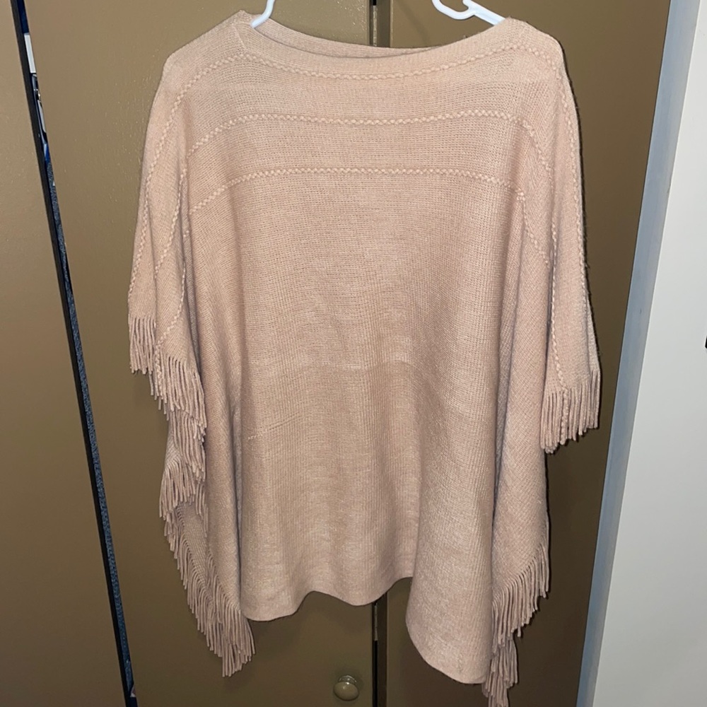 Beige Shrug / Poncho with fringe